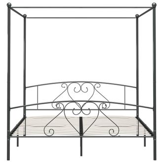 Berkfield Home Elegant Canopy Bed Frame Grey Metal 6FT Super King
