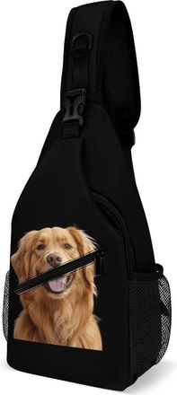 Generic Retriever Dog Smiling Mens Shoulder Bags Sling Crossbody Backpack Travel Hiking Chest Bag with Small Side 38x20cm
