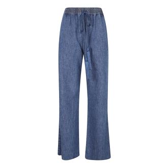 Valentino Garavani Wide Jeans, female, Blue, Size: S Tassel-detail Wide-leg Jeans