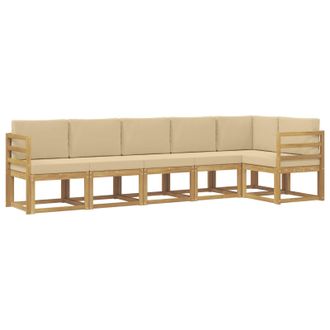 vidaXL Conjunto De Sof&aacute;s De Exterior Con Coj&iacute;n 6 Pcs Y Beige Poli&eacute;ster Vidaxl