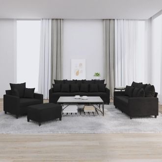 vidaXL Juego De Sof&aacute;s Con Cojines 4 Piezas Terciopelo Negro Vidaxl