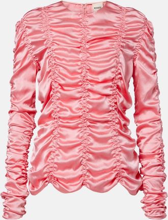 Khaite Rory ruched silk charmeuse top
