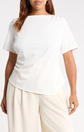 Nordstrom Asymmetrical Gathered T-shirt in Ivory Tofu at Nordstrom, Size 3X