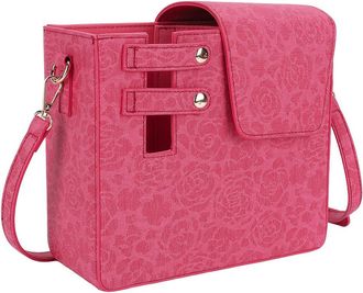 Generic Outdoor Crossbody Water Cup Storage Bag for Women PU Leather Portable for Travel (rose red)