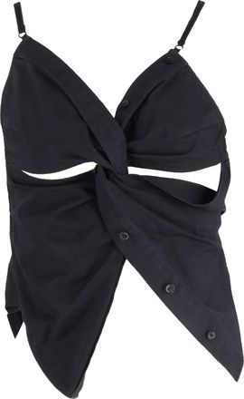 Alexander Wang Twisted Button Detail Tank Top in Black Cotton