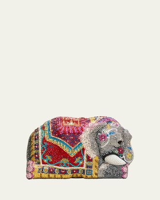 Judith Leiber Crystal-Encrusted Elephant Clutch Bag, Red/Multi