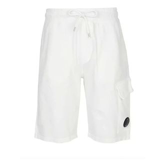 C.P. Company Casual Shorts, male, White, Size: S Light Fleece Cargo Lens Sweatshorts