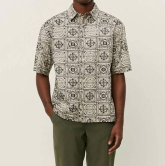 Les Deux Larry Tile Short Sleeve Shirt In Ivory