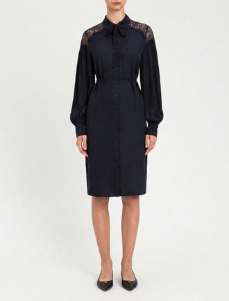 Twinset Abito chemisier Twinset in viscosa con inserti in pizzo