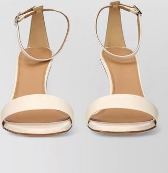 Off-white leather platform pumps