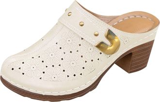 Generic Mules Shoes For Women Closed Toe Clogs High Chunky Heels Mules Sandals Arch Support Slip On Slippers Hollow Orthotic Slides Comfortable Walking Shoes 