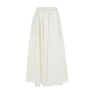 Herno Midi Skirts, female, White, Size: L Flared White Skirt with Elastic Waist