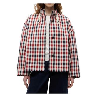 Tommy Hilfiger Katoenen korte parka met ruitpatroon - Dames - Jassen - Veelkleurig - Maat: S Katoen