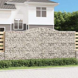 Berkfield Home Arched Gabion Baskets 2 pcs 400x30x180/200 cm Galvanised Iron in Silver