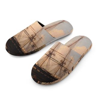 Generic Vintage Ship Ferry Port Mens House Slippers Slip Indoor Slipper On Shoes Warm Outdoor