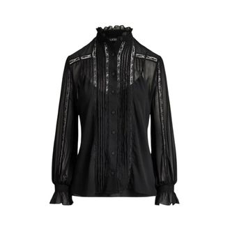 Ralph Lauren Overhemden, Dames, Zwart, L, Polyester, Geweven Blouse Shirt