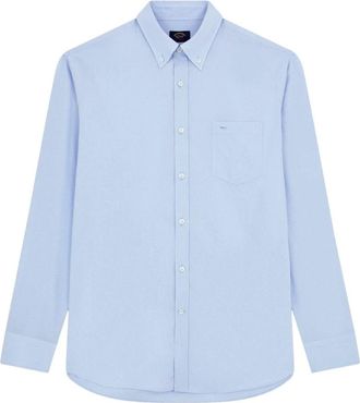 Paul & Shark Cotton Poplin Button Down Overhemd - Heren - Zakelijke Overhemden - Blauw - 2XL - Katoen - Overhemden