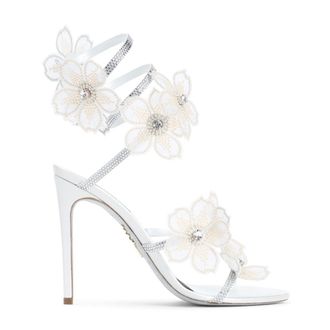 Rene Caovilla Floral Embellished Stiletto Sandals With Crystal Detailing