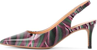 EDEFS Slingback Pumps for Women Kitten Heel Height of 2.5 Inches Closed Toe Adjustable Buckle Patent Leather Ideal for Party & Office Outfits Wave UK7