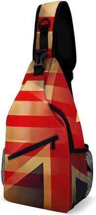 Generic Vintage U.S. UK Flag Unisex Shoulder Bags Casual Crossbody Chest Bag Sling Backpack for Hiking Cycling Travel