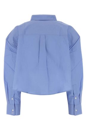 Calvin Klein Womens Light Blue Poplin Crisp Oversize Shirt Hyd Exterior: Cotton Camicie