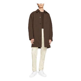 Nike Solid Color Minimalistic Stand Collar mid-length trench coat Jacket Velvet Brown DH2902-220