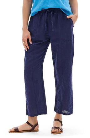 Hatley Linen & Cotton Drawstring Ankle Straight Leg Pants in Patriot Blue at Nordstrom, Size X-Large