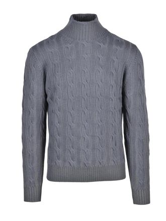 KANGRA Extrafine Merino Wool Turtle Neck Sweater With Classic Cable Knit Design
