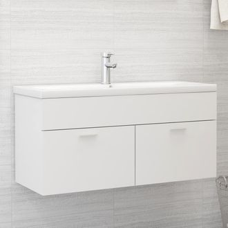 vidaXL Armario Para Lavabo Madera Contrachapada Blanco 100x38,5x46 Cm Vidaxl