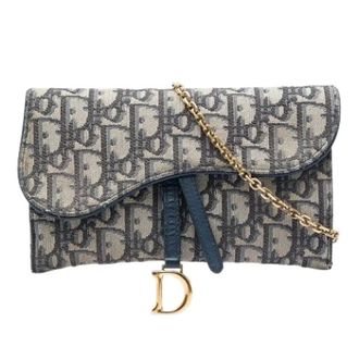 Dior Pre-owned Wallet on Chain - Dames - Pre-owned - Blauw - Maat: ONE Size