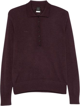 Pinko Maglia Polo - Dames - Ronde hals truien - Paars - M - Wol - Truien & Vesten