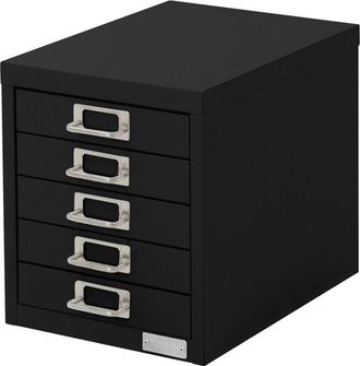 ML Design Ml-design - Archivador con 5 Cajones, 28x38x33 cm Acero Negro Armario Independiente Auxiliar de Oficinas con Portaetiquetas Cajonera Metálica para