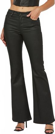 Hidden Jeans Coated Mid Rise Flare Pants In Black