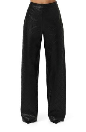 Naked Wardrobe Diamond Stitched Faux Leather Pants in Black at Nordstrom, Size X-Small