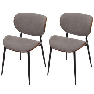 Hhg Hhg - Nunca Usado] Juego De 2 Sillas De Comedor 236, Tejido De Madera Curvada (370 G/m&sup2;) Certificado Oeko-tex Mvg, Aspecto Nogal, Gris Claro