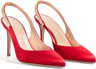 Temperley London Raven Satin Slingbacks in Red at Nordstrom, Size 11