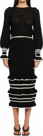 Kivari Rafaela Knit Midi Skirt In Black/cream