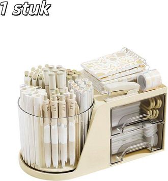 OEM 1 Pieza, Portal&aacute;pices, Caja De Almacenamiento, Organizador De Cosm&eacute;ticos, Con Portal&aacute;pices Giratorio Y 2 Cajones Peque&ntilde;os, Amarillo