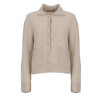 D.exterior Truien & Vesten, Dames, Beige, S, Pailletten, Cardigan met pailletten