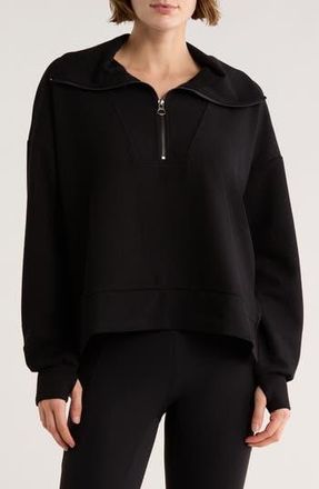 NYDJ Ribbed Scuba Half Zip Sweatshirt in Black at Nordstrom Rack, Size X-Small