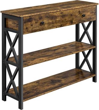 Yaheetech Tavolo Consolle da Ingresso Tavolino con 2 Cassetti Mobiletto da Soggiorno Tavolino Corridoio 30 x 80 x 100 cm Marrone Rustico - Yaheetech