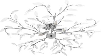 vidaXL Vidaxl - Ceiling Lamp with Acrylic Crystal Leaf Arms for 5 E14 Bulbs White