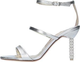 Sophia Webster Sandalen Zilver - Dames - Sandalen met hakken - Grijs - 38 EU - Leer - Schoenen