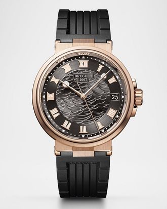 Breguet 42mm 18K Rose Gold Marine Watch with Rubber Strap