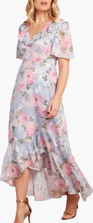 Needle & Thread Camilles Garden V-Neck Ankle Gown in Skylight at Nordstrom, Size 16