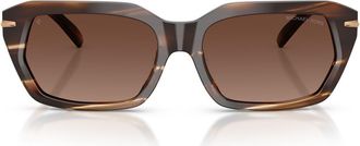 Michael Kors Lake Tahoe 54mm Gradient Polarized Rectangular Sunglasses in Brown Horn /Brown Solid Polar at Nordstrom