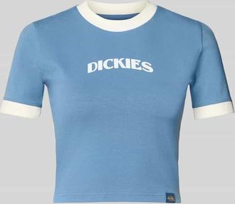 Dickies Cropped T-Shirt mit Label-Print in Hellblau, Größe XS