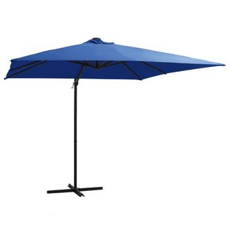 Berkfield Home Cantilever Umbrella with LED lights & Steel Pole 250x250 cm Azure Blue