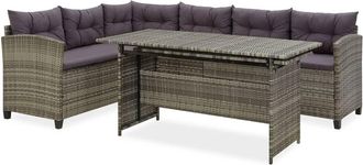 vidaXL Set De Muebles De Jard&iacute;n 2 Pzas Y Cojines Rat&aacute;n Sint&eacute;tico Gris Vidaxl