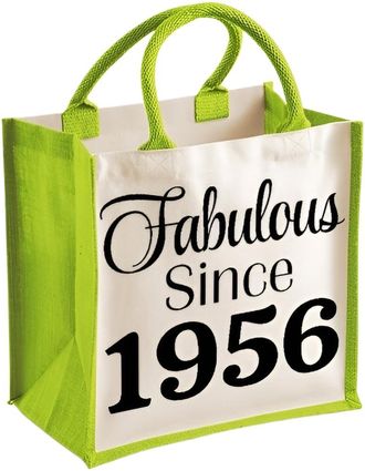 Generic Fabulous Since 1956 Funny 70th Birthday Midi Jute Bag (Green)
